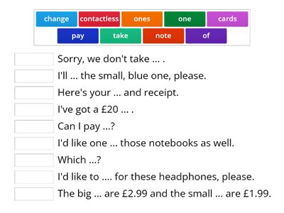 Brainy 7 Unit 4 - phrases (buying and paying)