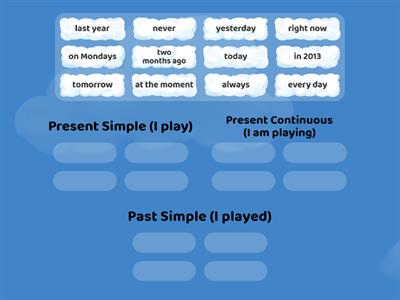 present simple/continuous/simple past key words
