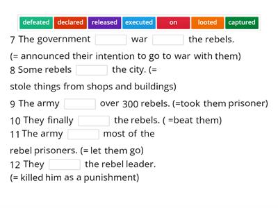 English File Advanced p 165 Conflict and warfare 2a