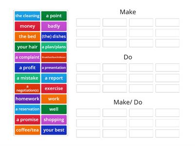 Sort Words for Make and Do