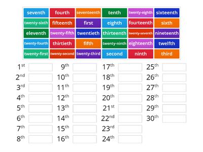 Ordinal Numbers 1-30