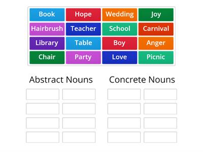 Concrete and Abstract Nouns - Group Sort