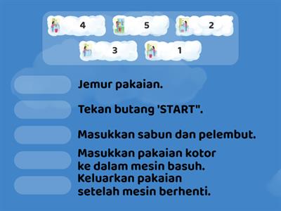 Langkah-langkah membasuh pakaian dengan mesin basuh.