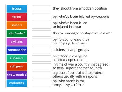 FlashcardsEnglish File Advanced Conflict and warfare