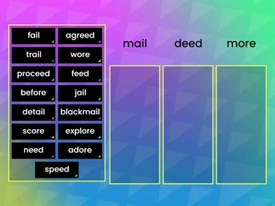 Word Families -ail, -eed, -ore