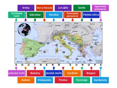 Jižní Evropa - pojmy do mapy
