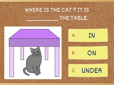 ON IN UNDER - PREPOSITIONS