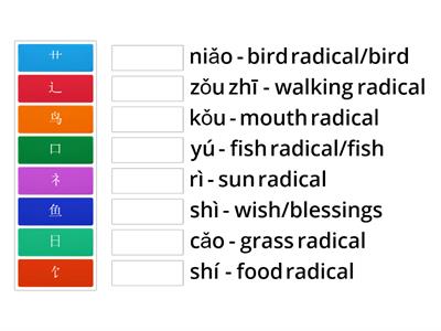 Y8 Spring Festival Vocabulary Radicals