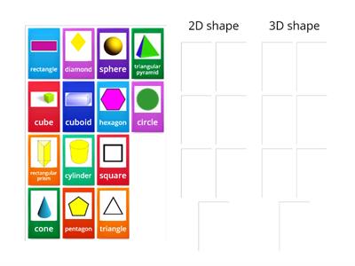 Sorting 2D and 3D shapes game