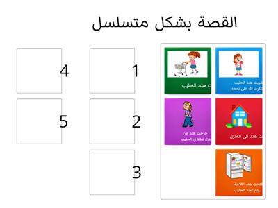   رتبي احداث قصة هند والحليب  