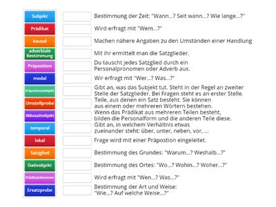 Satzglieder - Kennst du den Fachbegriff?