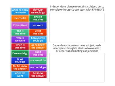 Dependent vs Independent Clauses