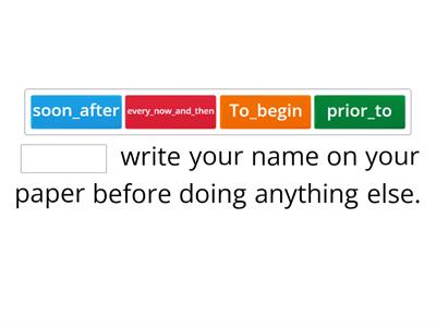 Unit 3 Time Order Words Missing Words