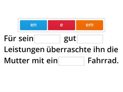 Adjektivdeklination: Repetition  B2