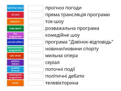 Vocabulary Unit 9 TV programmes