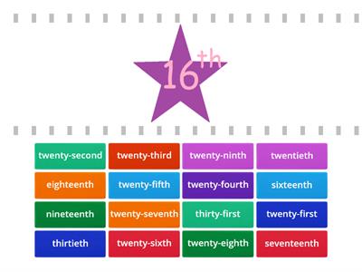 Ordinal numbers (16th-31st) with pictures