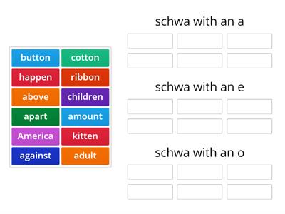 Words with the schwa sound