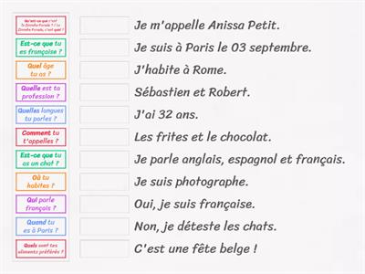 L'interrogation: associez la question à la réponse correcte