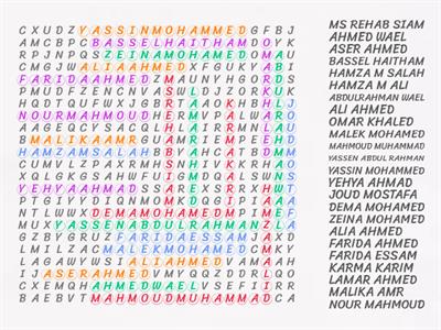 English Lesson: Classmates Word Search Y8B 2025