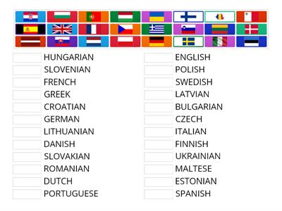 European Day of Languages Flags+languages