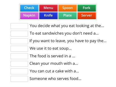 Restaurant vocabulary