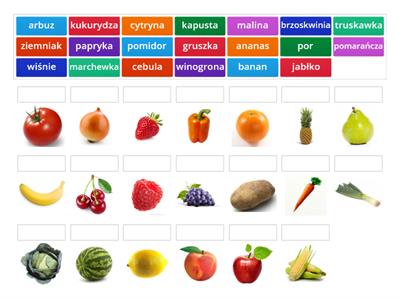 Słownictwo - Owoce i warzywa