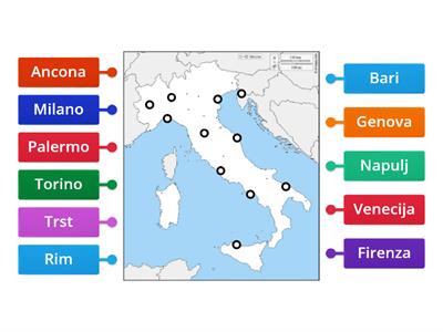 Karta Italije - gradovi 