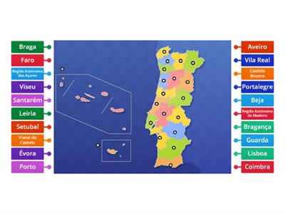 PORTUGAL: Distritos e Regiões Autónomas
