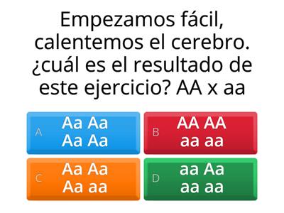 Evaluación primera ley de Mendel