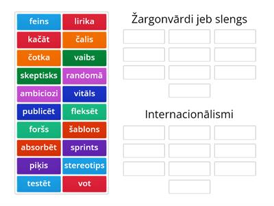 Nodali slenga vārdus no internacionālismiem!