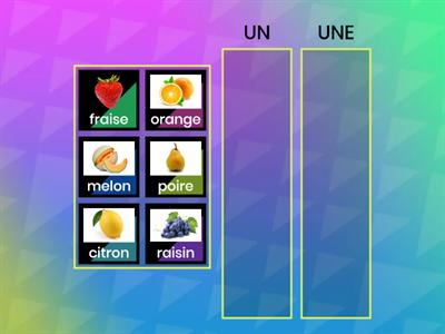 Fruits 1 : Слова и артикли UN - UNE