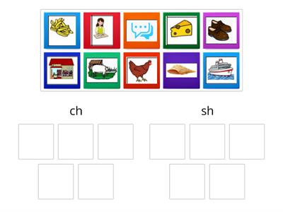 ch and sh words (printable - matching)
