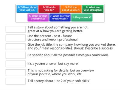 1 Match the interview question to how you answer it