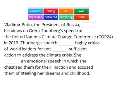 Putin´s response to Greta Thunberg´s speech on climate change. 