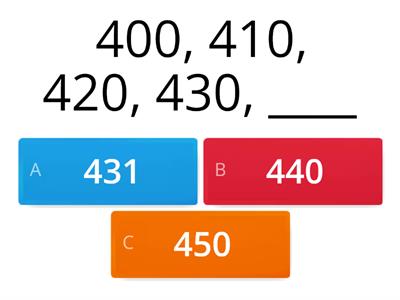 Counting by 10s, 50s and 100s