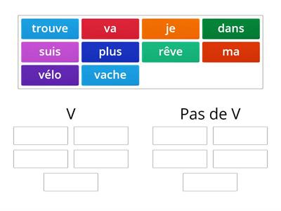 Letter V in word (words only) - French
