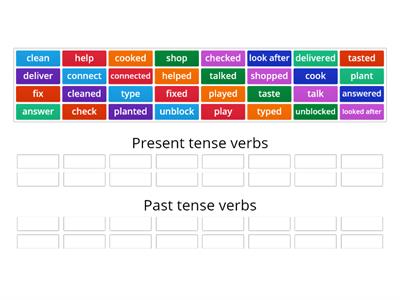 Present tense and past tense verbs