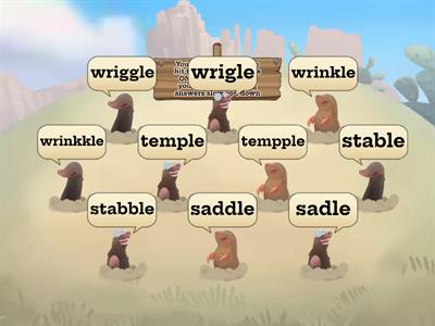 Spell It! 2-syllable words ending in consonant-le (-ble, -dle, -fle, -gle, -kle, -ple, -tle, -zle) 