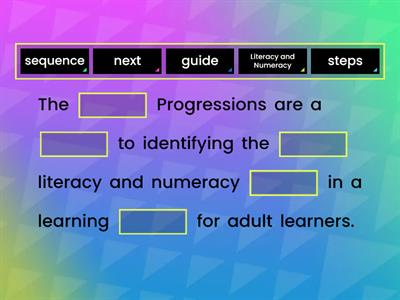 THE LEARNING PROGRESSIONS FOR ADULT LITERACY AND NUMERACY 
