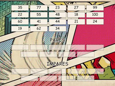 CLASIFICA LOS NÚMEROS EN PARES O IMPARES