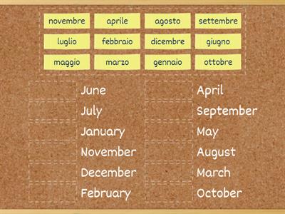 Collega i nomi dei mesi in lingua inglese 
