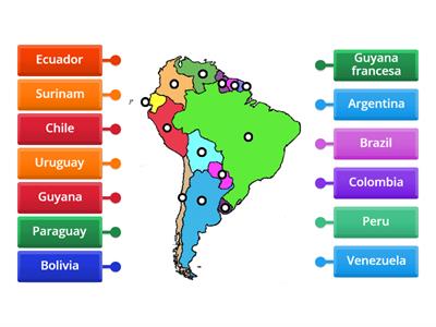 Mapa de paises sudamericanos