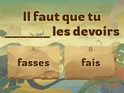 le subjonctif 6 (tous),  choisis l'option qui complète correctement la phrase