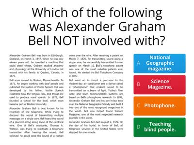 Alexander Graham Bell Reading Comprehension