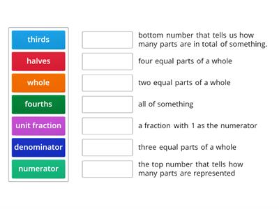  Fraction Vocabulary Match Game