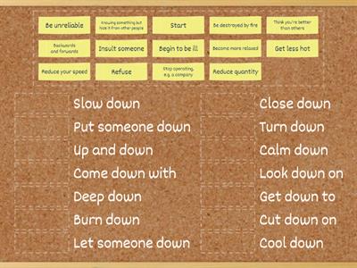 Phrasal verbs & Meanings DOWN