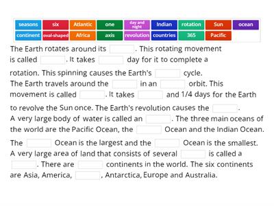 Movements of the Earth; Oceans and Continents