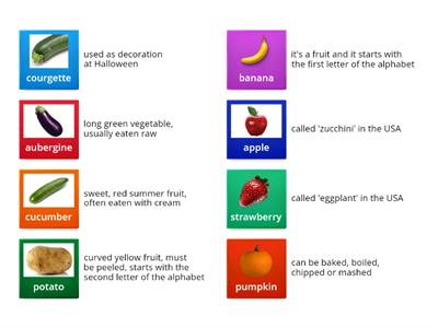ESOL E2 - fruit and veg definitions