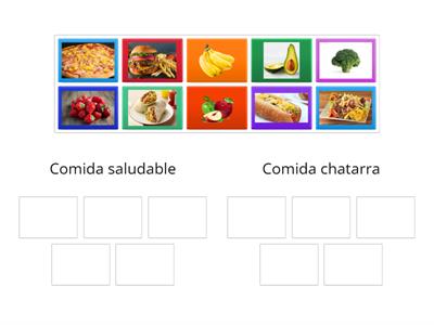 Tipo de alimentos saludables y NO saludables