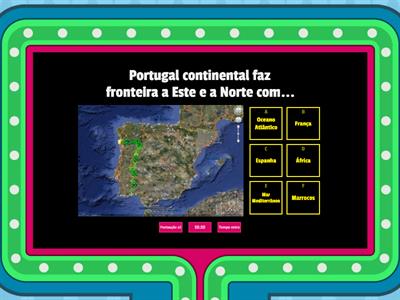 Fronteira e aspetos da costa de Portugal Continental